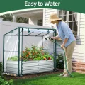 Ohuhu 3 in 1 Hochbeet Metall mit Gewächshaus Frühbeet & PVC Foliengewächshaus, Hochbeet Frühbeet mit Tomatenhaus Kräuterbeet mit Stahlrahmen Blumenkasten für Garten 120×60×30 cm - Thumbnail 6