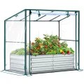 Ohuhu 3 in 1 Hochbeet Metall mit Gewächshaus Frühbeet & PVC Foliengewächshaus, Hochbeet Frühbeet mit Tomatenhaus Kräuterbeet mit Stahlrahmen Blumenkasten für Garten 120×60×30 cm - Thumbnail 1