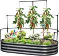 KING BIRD Hochbeet mit Rankgitter, Pflanzkasten Gartenkasten Frühbeet Kräuterbeet mit Gitterspalier für Garten, Klettergemüse, Blumen,180x90x30 cm, Dunkelgrau - Thumbnail 3