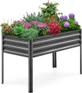 KING BIRD Hochbeet aus Metall, Frühbeet Bausatz Pflanzenbeet Pflanzkasten Blumenbett für Garten, Terrasse, Balkon, 181 kg Tragkraft, grau,120 x 60 x 80 cm - Thumbnail 1