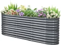 KING BIRD Hochbeet Verzinkter Stahl flanzkasten Gartenkasten 240 x 60 x 87 cm Grau Gartenbeet Frühbeet Garten für Blumen, Obst, Gemüse - Thumbnail 1