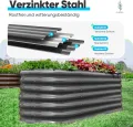 Quictent Hochbeet 180x90x45cm Oval, Pflanzkasten aus Metall,Gemüsebeet für Garten, steckbar & stapelbar Pflanzenbeet für Aussenbereich,Grau - Thumbnail 2