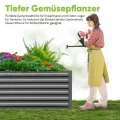 Quictent Hochbeet Metall 240x120x62cm, Wetterfestes Erhöhte Extragroße Pflanzenbeet, Gemüsebeet Pflanzkasten Frühbeet mit Tomatenkäfigen, Gartenbeet für Garten,Grau - Thumbnail 5