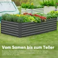 Quictent Hochbeet Metall 240x120x62cm, Wetterfestes Erhöhte Extragroße Pflanzenbeet, Gemüsebeet Pflanzkasten Frühbeet mit Tomatenkäfigen, Gartenbeet für Garten,Grau - Thumbnail 7