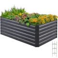 Quictent Hochbeet Metall 240x120x62cm, Wetterfestes Erhöhte Extragroße Pflanzenbeet, Gemüsebeet Pflanzkasten Frühbeet mit Tomatenkäfigen, Gartenbeet für Garten,Grau - Thumbnail 9