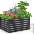 Quictent Hochbeet Metall 240x120x62cm, Wetterfestes Erhöhte Extragroße Pflanzenbeet, Gemüsebeet Pflanzkasten Frühbeet mit Tomatenkäfigen, Gartenbeet für Garten,Grau - Thumbnail 10