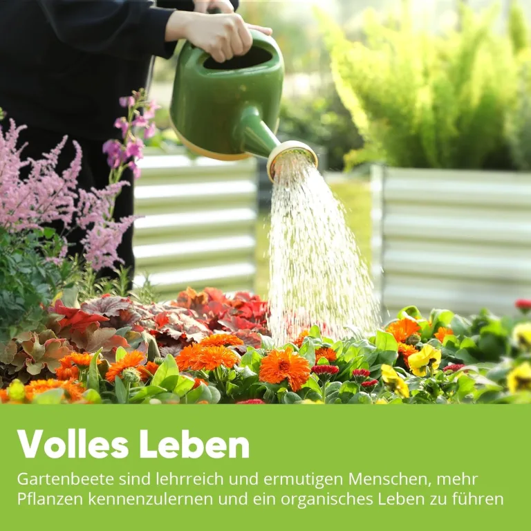Quictent Hochbeet Metall 120 x 90 x 56cm, Kräuterbeet ohne Boden für Garten, Gemüsebeet Pflanzkasten Frühbeet mit Tomatenkäfigen,Grau – Bild 8
