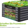 Quictent Hochbeet Metall 120 x 90 x 56cm, Kräuterbeet ohne Boden für Garten, Gemüsebeet Pflanzkasten Frühbeet mit Tomatenkäfigen,Grau - Thumbnail 3