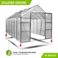 BRAST Gewächshaus Aluminium mit Fundament | 42 Modelle | 130x190x195cm - 490x250x235cm | TÜV geprüft | 6mm Hohlkammerplatten | rostfrei wetterfest temperaturbeständig | 430x250x235cm Grau - Thumbnail 8