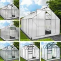 BRAST Gewächshaus Aluminium mit Fundament | 42 Modelle | 130x190x195cm - 490x250x235cm | TÜV geprüft | 6mm Hohlkammerplatten | rostfrei wetterfest temperaturbeständig | 430x250x235cm Grau - Thumbnail 1