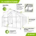 BRAST Gewächshaus Aluminium mit Fundament | 42 Modelle | 130x190x195cm - 490x250x235cm | TÜV geprüft | 6mm Hohlkammerplatten | rostfrei wetterfest temperaturbeständig | 430x250x205cm Silber - Thumbnail 7