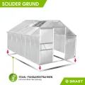 BRAST Gewächshaus Aluminium mit Fundament | 42 Modelle | 130x190x195cm - 490x250x235cm | TÜV geprüft | 6mm Hohlkammerplatten | rostfrei wetterfest temperaturbeständig | 430x250x205cm Silber - Thumbnail 8