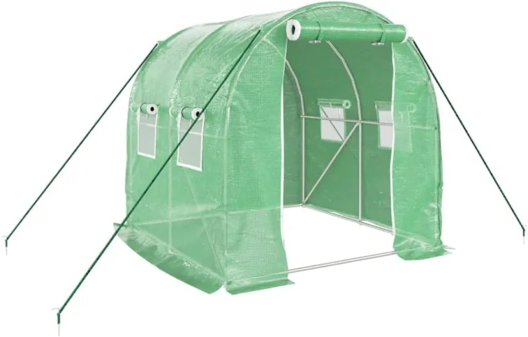 Gewächshaus mit Stahlrahmen Grün 4 m² 2x2x2 m, Frühbeet, Tomatenhaus, Treibhaus, Greenhouse, Garten Zubehör – Bild 3