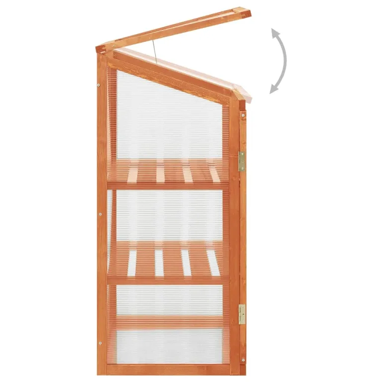3 stufiges Frühbeet aus Holz, Mini Gewächshaus mit 2 Regalen & 2 Türen, Frühbettkasten Pflanzenhaus Pflanzschrank Pflanzenschrank Aufzuchtschrank für Garten & Balkon, 60x45x100 cm – Bild 4