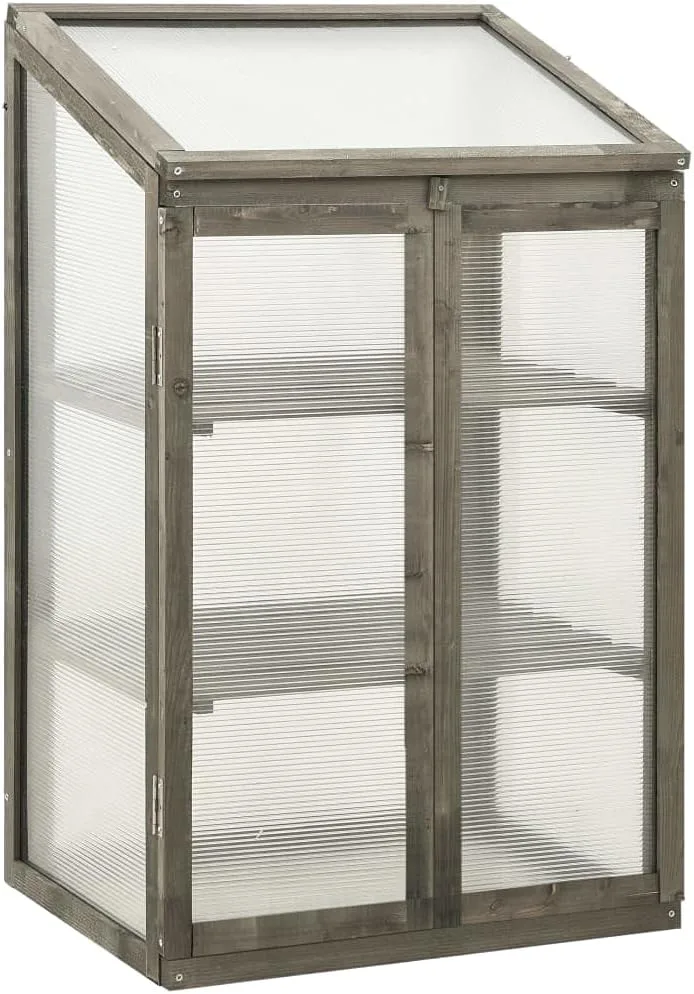 3 stufiges Frühbeet aus Holz, Mini Gewächshaus mit 2 Regalen & 2 Türen, Frühbettkasten Pflanzenhaus Pflanzschrank Pflanzenschrank Aufzuchtschrank für Garten & Balkon, 60x45x100 cm - Bild 1