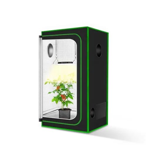 Kleines Wachstumszelt für Aerogarden, 45,7 x 45,7 x 91,4 cm, Hydrokultur-Anzuchtsystem, stark reflektierendes 600D-Diamant-Mylar-Leinwand mit Belüftungsfenster und Bodenwanne für – Bild 8