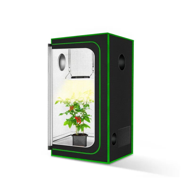 Kleines Wachstumszelt für Aerogarden, 45,7 x 45,7 x 91,4 cm, Hydrokultur-Anzuchtsystem, stark reflektierendes 600D-Diamant-Mylar-Leinwand mit Belüftungsfenster und Bodenwanne für – Bild 1