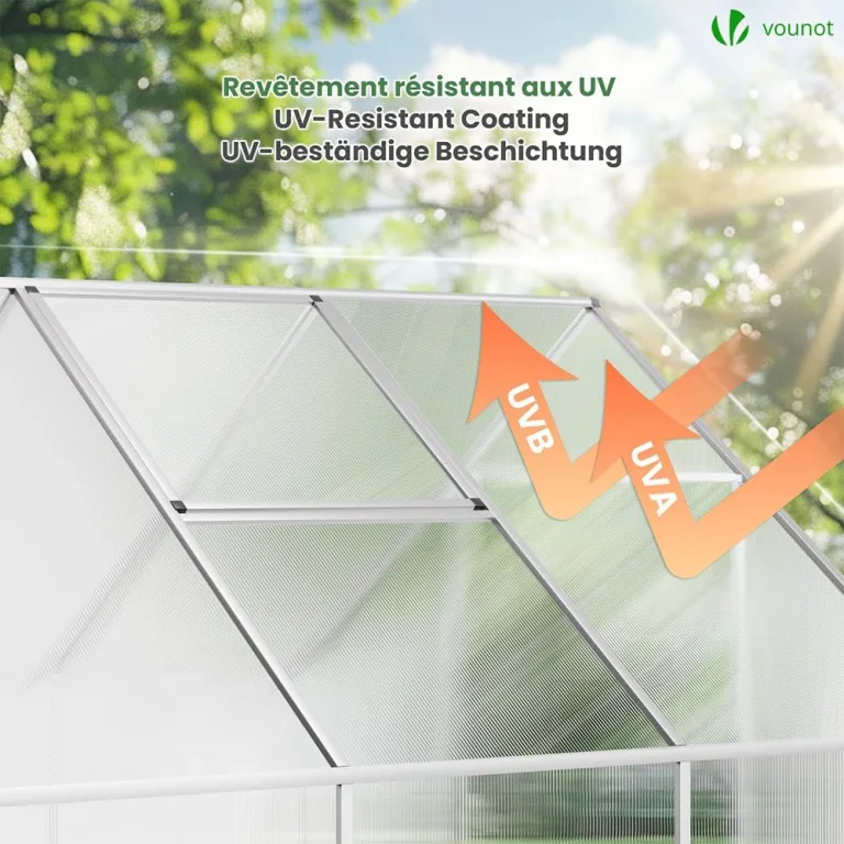 VOUNOT® 14x Doppelstegplatten 4mm aus Polycarbonat, klar & zuschneidbar, UV-beständig & bruchsicher, Hohlkammerplatten 60,5x121cm (10,3m²) für Gewächshaus, Carport & Überdachung – Bild 5