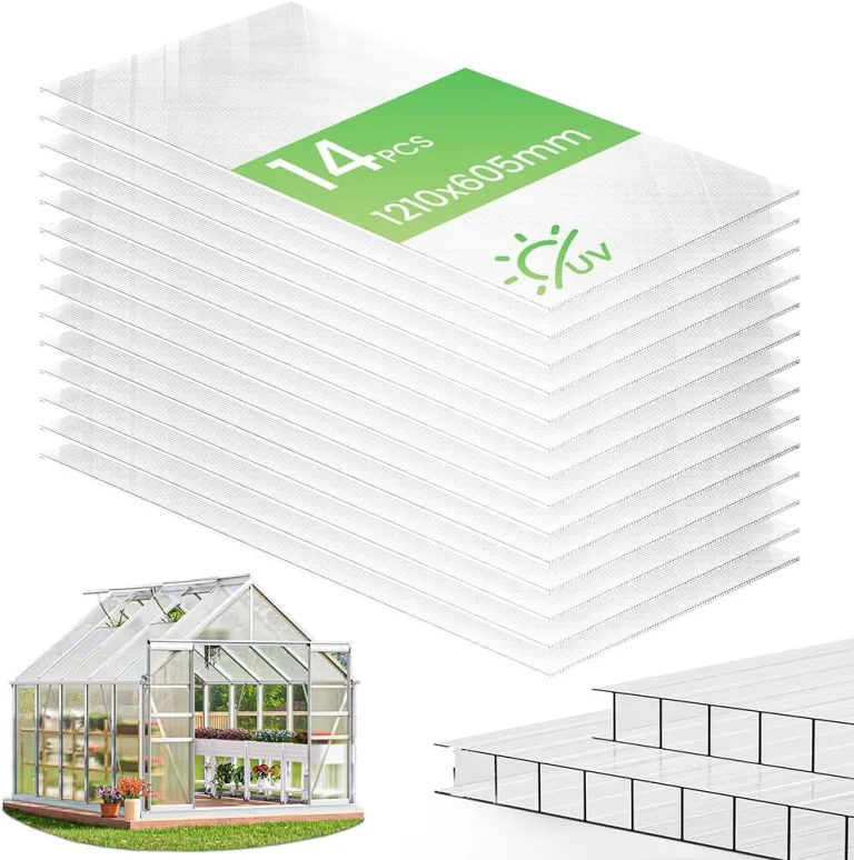 VOUNOT® 14x Doppelstegplatten 4mm aus Polycarbonat, klar & zuschneidbar, UV-beständig & bruchsicher, Hohlkammerplatten 60,5x121cm (10,3m²) für Gewächshaus, Carport & Überdachung – Bild 1