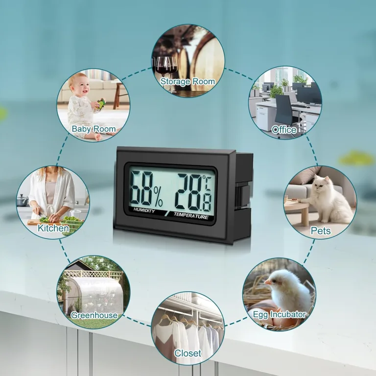Digital Thermometer Innen Hygrometer Mini Hygrometer Thermometer Innen Reptilien Digitaler Hygrometer, für Büro, Küche, LCD-Thermometer Inkubator, Thermometer Gewächshaus (6) – Bild 6