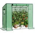 LARMNEE Tomaten Gewächshaus, Foliengewächshaus, Tomatengewächshaus Balkon, Tomatenhaus Stabil, 200 x 77,5 x 170 cm, mit PE Gitterfolie und Fernster, Schrägdach, Garten, Weiß EWT30GH02G3 - Thumbnail 9