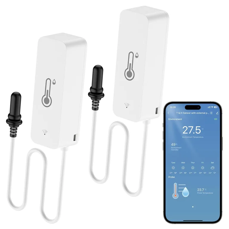 2 Pack WiFi Hygrometer Thermometer Sensor, Thermometer Innen Mit Externem Sensor und App Alert, Mini für Gewächshaus, Aquarium, Kühlschrank, ReptilienTerrarium, Kompatibel Alexa/Google Home – Bild 1