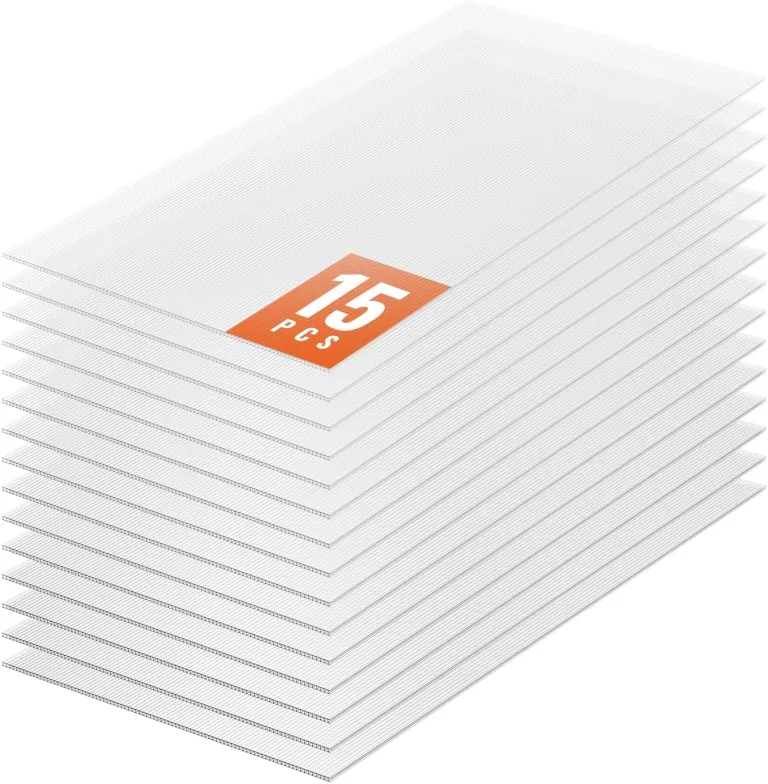 VEVOR 15er-Set Gewächshausplatten aus Polycarbonat, 1210 x 605 x 6 mm Stegplatten, wasserdichte UV-geschützte gewellte Hohlkammerplatten, schlagfeste, transparente Dachplatten für Gewächshaus/Garten – Bild 1