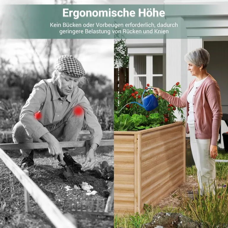 UDPATIO Hochbeet Holz für Garten 168x88x80cm Holzhochbeet zum Bepflanzen von Gemüse & Kräutern Pflanzbeet Pflanzkasten Gemüsebeet für Balkon – Bild 5