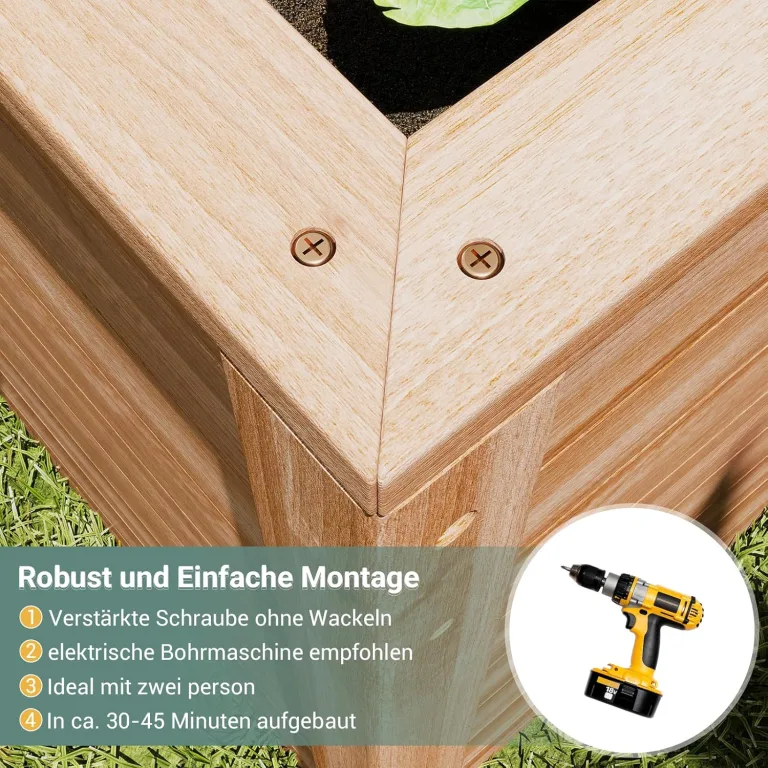 UDPATIO Hochbeet Holz für Garten 168x88x80cm Holzhochbeet zum Bepflanzen von Gemüse & Kräutern Pflanzbeet Pflanzkasten Gemüsebeet für Balkon – Bild 7