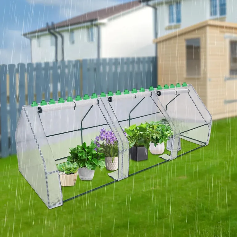 Mobiles Foliengewächshaus Frühbeet mit Aufrollbaren Fenstern, Wetterbeständige Frühbeet für Tomaten gewächshaus Garten Balkon, Grün – Bild 8