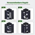 M MCombo Gartenschrank Gartenhaus Holz Wetterfest, Outdoor Wasserdicht Schrank mit Boden, für Außenbereich Balkon Terrasse, Aufbewahrungsschrank mit 2 Bewegliche Regale 74×99×193 cm (Anthrazitgrau) - Thumbnail 4