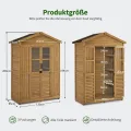 M MCombo Gartenschrank Gartenhaus Holz Wetterfest, Geräteschrank Holzschrank Outdoor Wasserdicht Begehbar, für Außenbereich Balkon Terrasse, Gerätehaus mit 6 Feste Regale 74×143×200 cm (Natur) - Thumbnail 3