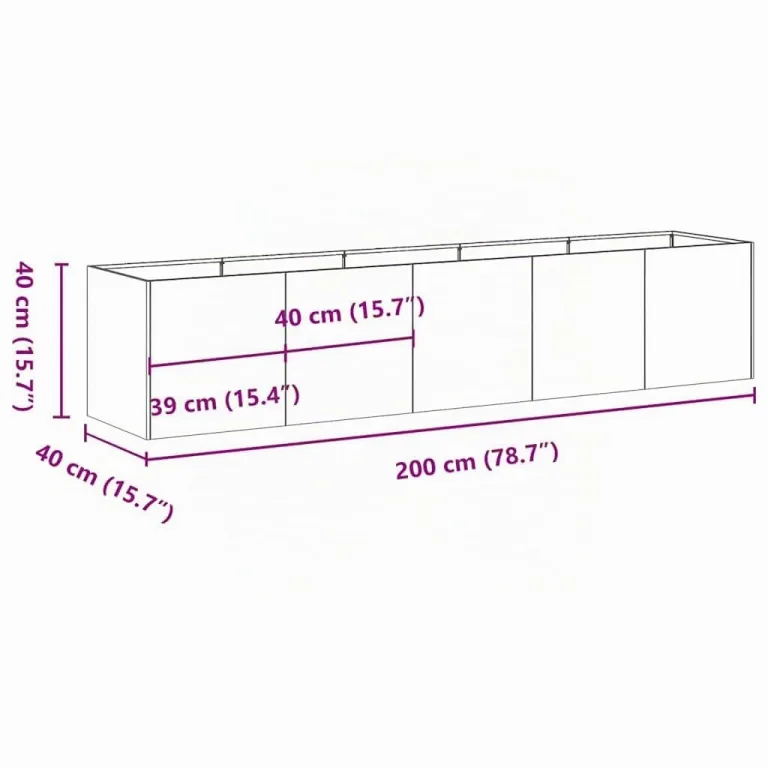 vidaXL Pflanzkübel Weiß 200x40x40 cm Kaltgewalzter Stahl, Pflanzschale, Garten-Garten-Pflanzkübel, Outdoor-Pflanzgefäß, Hochbeet, Pflanzgefäß – Bild 3