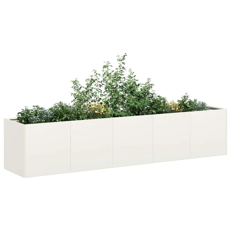 vidaXL Pflanzkübel Weiß 200x40x40 cm Kaltgewalzter Stahl, Pflanzschale, Garten-Garten-Pflanzkübel, Outdoor-Pflanzgefäß, Hochbeet, Pflanzgefäß – Bild 4