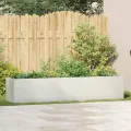 vidaXL Pflanzkübel Weiß 200x40x40 cm Kaltgewalzter Stahl, Pflanzschale, Garten-Garten-Pflanzkübel, Outdoor-Pflanzgefäß, Hochbeet, Pflanzgefäß - Thumbnail 2