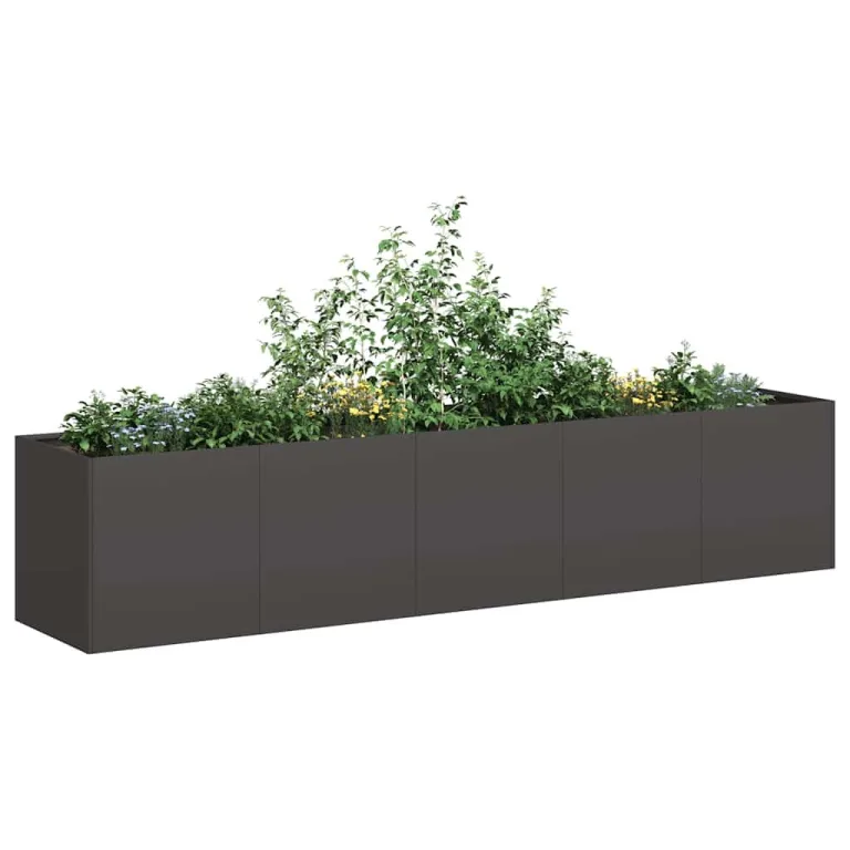 vidaXL Pflanzgefäß Schwarz 200 x 40 x 40 cm Kaltgewalzter Stahl – Bild 4