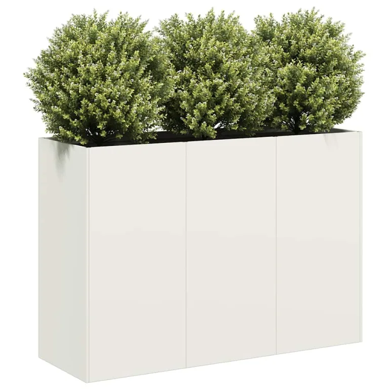 vidaXL Pflanzkübel Weiß 120x40x80 cm Kaltgewalzter Stahl, Pflanzschale, Garten-Garten-Pflanzkübel, Outdoor-Pflanzgefäß, Hochbeet, Pflanzgefäß – Bild 4