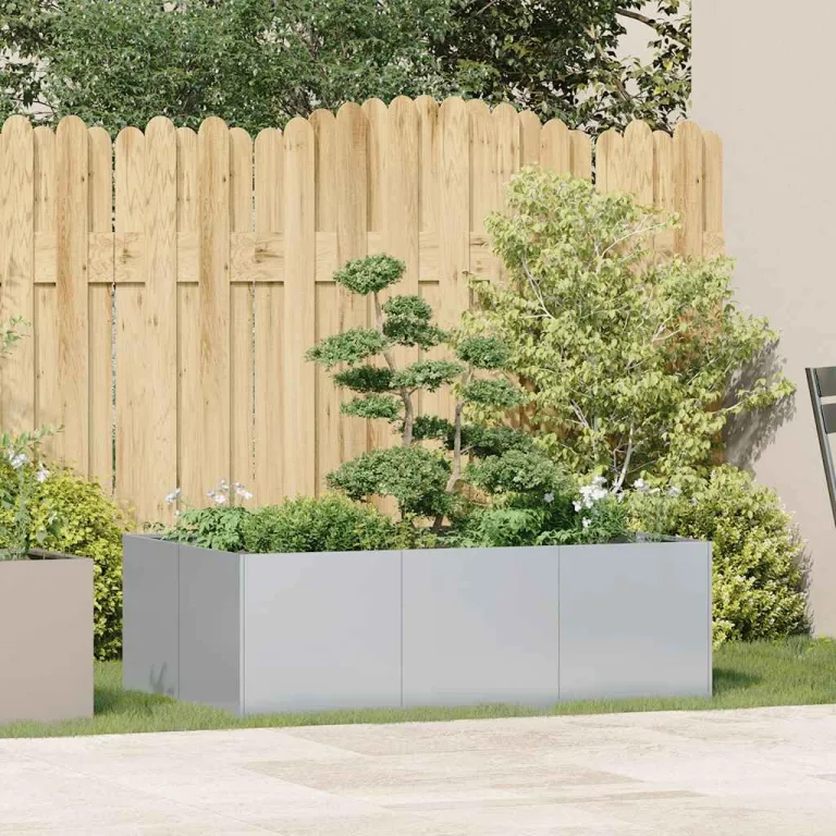 vidaXL Pflanzkübel 120x80x40 cm Verzinkter Stahl, Pflanzschale, Garten-Garten-Pflanzkübel, Outdoor-Pflanzgefäß, Hochbeet, Pflanzgefäß, Blumenkasten – Bild 2
