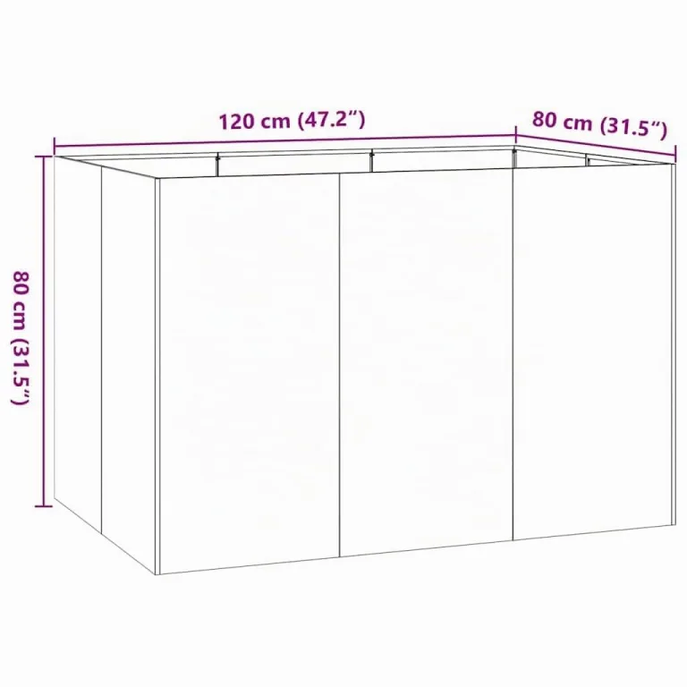 vidaXL Pflanzgefäß Anthrazit 120x80x80 cm Stahl, Pflanzschale, Garten-Garten-Pflanzkübel, Outdoor-Pflanzgefäß, Hochbeet, Pflanzgefäß, Blumenkasten – Bild 3