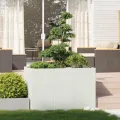 vidaXL Pflanzgefäß Weiß 120x80x80 cm Stahl, Pflanzschale, Garten-Garten-Pflanzkübel, Outdoor-Pflanzgefäß, Hochbeet, Pflanzgefäß, Blumenkasten - Thumbnail 2