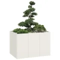 vidaXL Pflanzgefäß Weiß 120x80x80 cm Stahl, Pflanzschale, Garten-Garten-Pflanzkübel, Outdoor-Pflanzgefäß, Hochbeet, Pflanzgefäß, Blumenkasten - Thumbnail 4