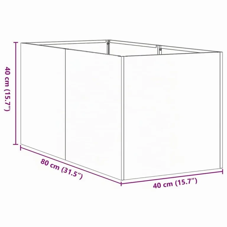 vidaXL Pflanzkübel Rostig 40x80x40 cm Wetterfester Stahl, Pflanzschale, Garten-Garten-Pflanzkübel, Outdoor-Pflanzgefäß, Hochbeet, Pflanzgefäß – Bild 3