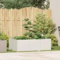 vidaXL Pflanzkübel Weiß 120x80x40 cm Stahl, Pflanzschale, Garten-Garten-Pflanzkübel, Outdoor-Pflanzgefäß, Hochbeet, Pflanzgefäß, Blumenkasten - Thumbnail 2