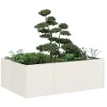 vidaXL Pflanzkübel Weiß 120x80x40 cm Stahl, Pflanzschale, Garten-Garten-Pflanzkübel, Outdoor-Pflanzgefäß, Hochbeet, Pflanzgefäß, Blumenkasten - Thumbnail 4