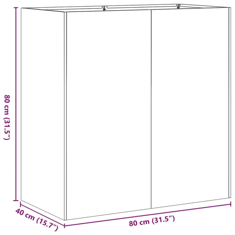 vidaXL Pflanzkübel Weiß 80x40x80 cm Kaltgewalzter Stahl, Pflanzschale, Garten-Garten-Pflanzkübel, Outdoor-Pflanzgefäß, Hochbeet, Pflanzgefäß – Bild 3