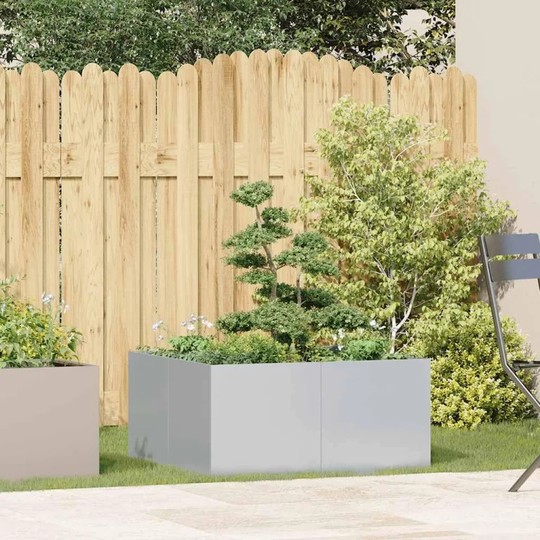 vidaXL Pflanzkübel 80x80x40 cm Verzinkter Stahl, Pflanzschale, Garten-Garten-Pflanzkübel, Outdoor-Pflanzgefäß, Hochbeet, Pflanzgefäß, Blumenkasten – Bild 2