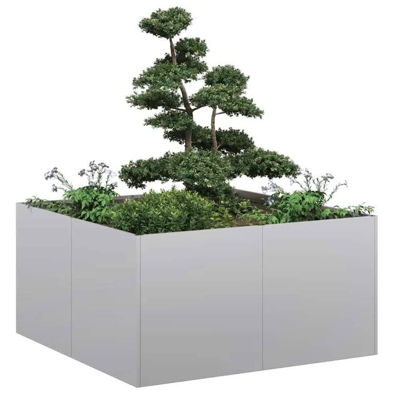 vidaXL Pflanzkübel 80x80x40 cm Verzinkter Stahl, Pflanzschale, Garten-Garten-Pflanzkübel, Outdoor-Pflanzgefäß, Hochbeet, Pflanzgefäß, Blumenkasten – Bild 4