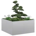 vidaXL Pflanzkübel 80x80x40 cm Verzinkter Stahl, Pflanzschale, Garten-Garten-Pflanzkübel, Outdoor-Pflanzgefäß, Hochbeet, Pflanzgefäß, Blumenkasten - Thumbnail 4
