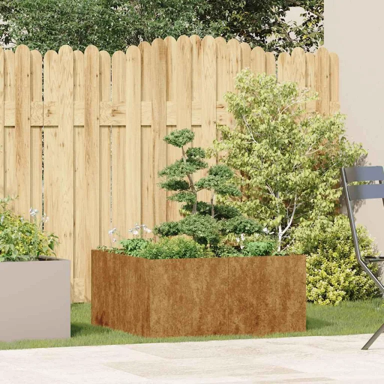 vidaXL Pflanzkübel Rostig 80x80x40 cm Wetterfester Stahl, Pflanzschale, Garten-Garten-Pflanzkübel, Outdoor-Pflanzgefäß, Hochbeet, Pflanzgefäß – Bild 2