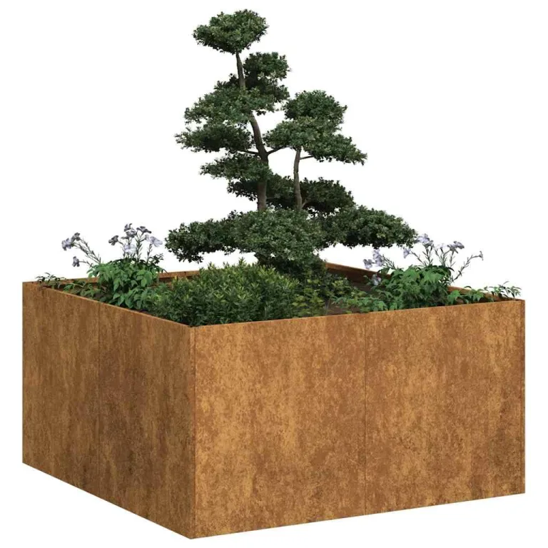 vidaXL Pflanzkübel Rostig 80x80x40 cm Wetterfester Stahl, Pflanzschale, Garten-Garten-Pflanzkübel, Outdoor-Pflanzgefäß, Hochbeet, Pflanzgefäß – Bild 1